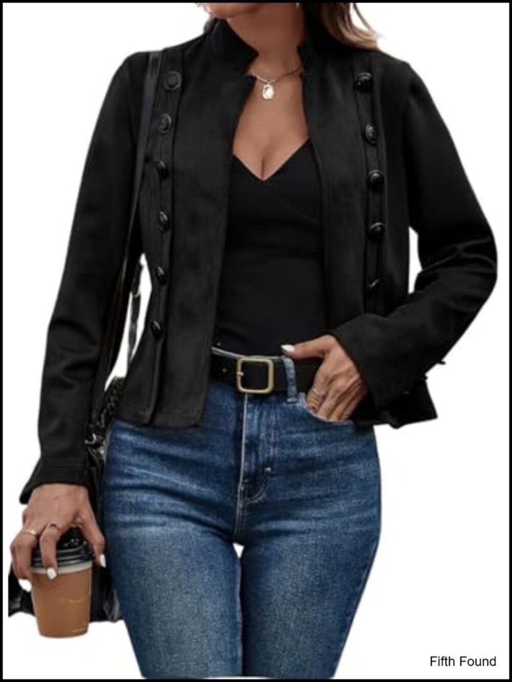 Faux Suede Faux Leather Jacket Long Sleeve Cropped Blazer Coat Work Casual